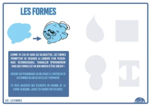 Page d'un livret d'initiation au charadesign à destination du jeune public.