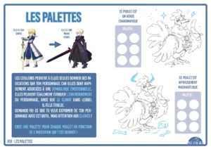 Page d'un livret d'initiation au charadesign à destination du jeune public.